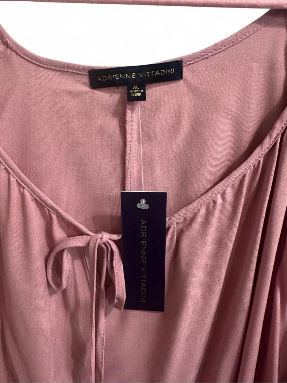 Adrienne Vittadini Dusty Rose Tie-Front Top